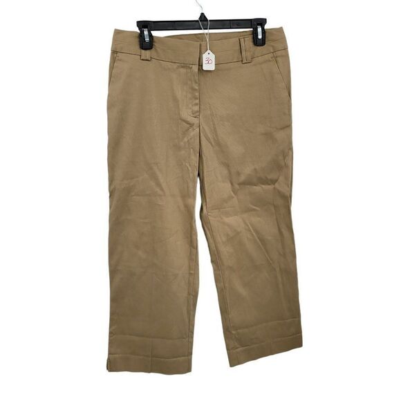 George Womens Pants Capris Dressy Casual Mid Rise Flat Front Light Camel 8 - Picture 1 of 6
